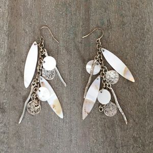 Silver and white iridescent earrings